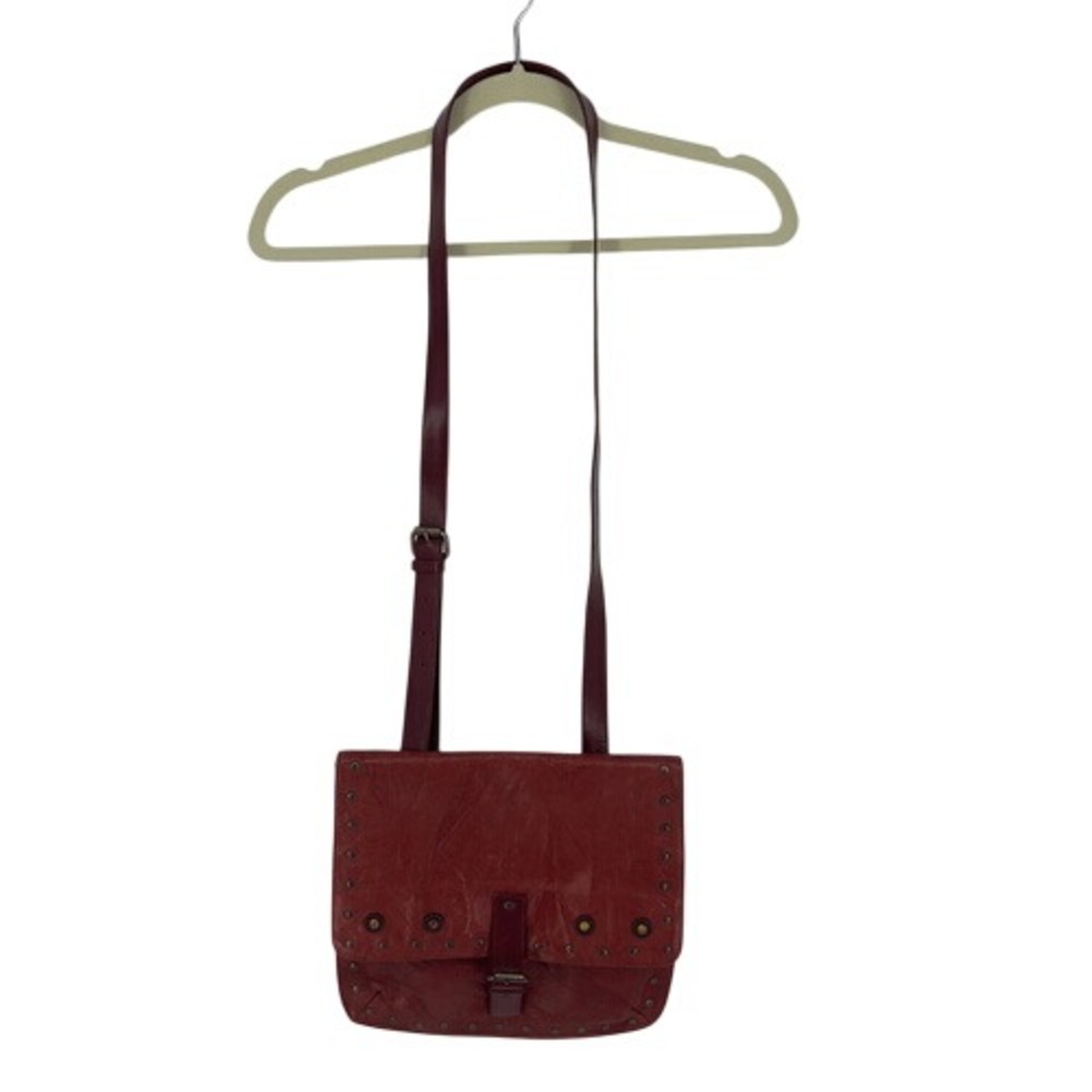 Carmen Steffens Red Studded Leather Crossbody Bag Adjustable Strap - Picture 2 of 15